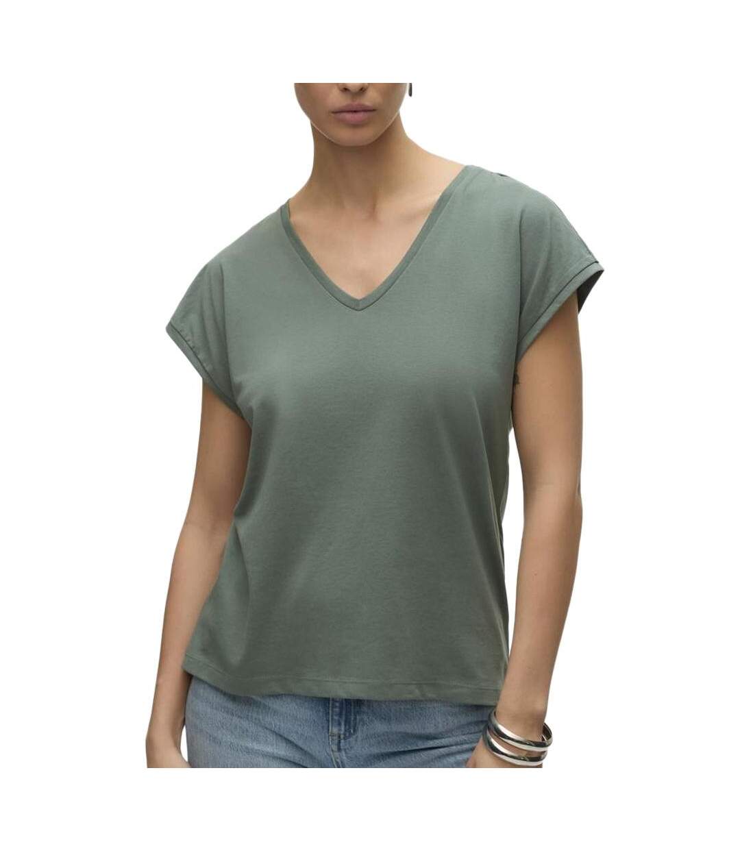 T-Shirt vert femme vero moda dubarry - m-1