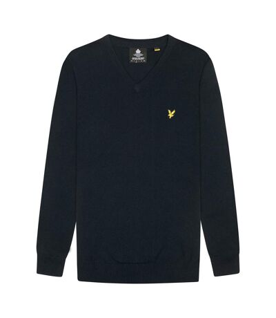 Mens cotton merino v neck sweater dark navy Lyle & Scott