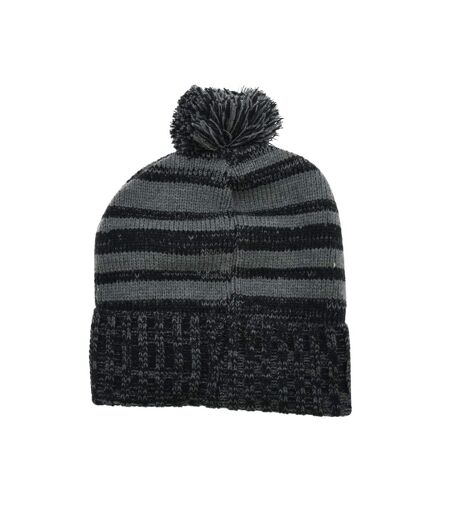 Bonnet À Pompon Noir Gris Precision