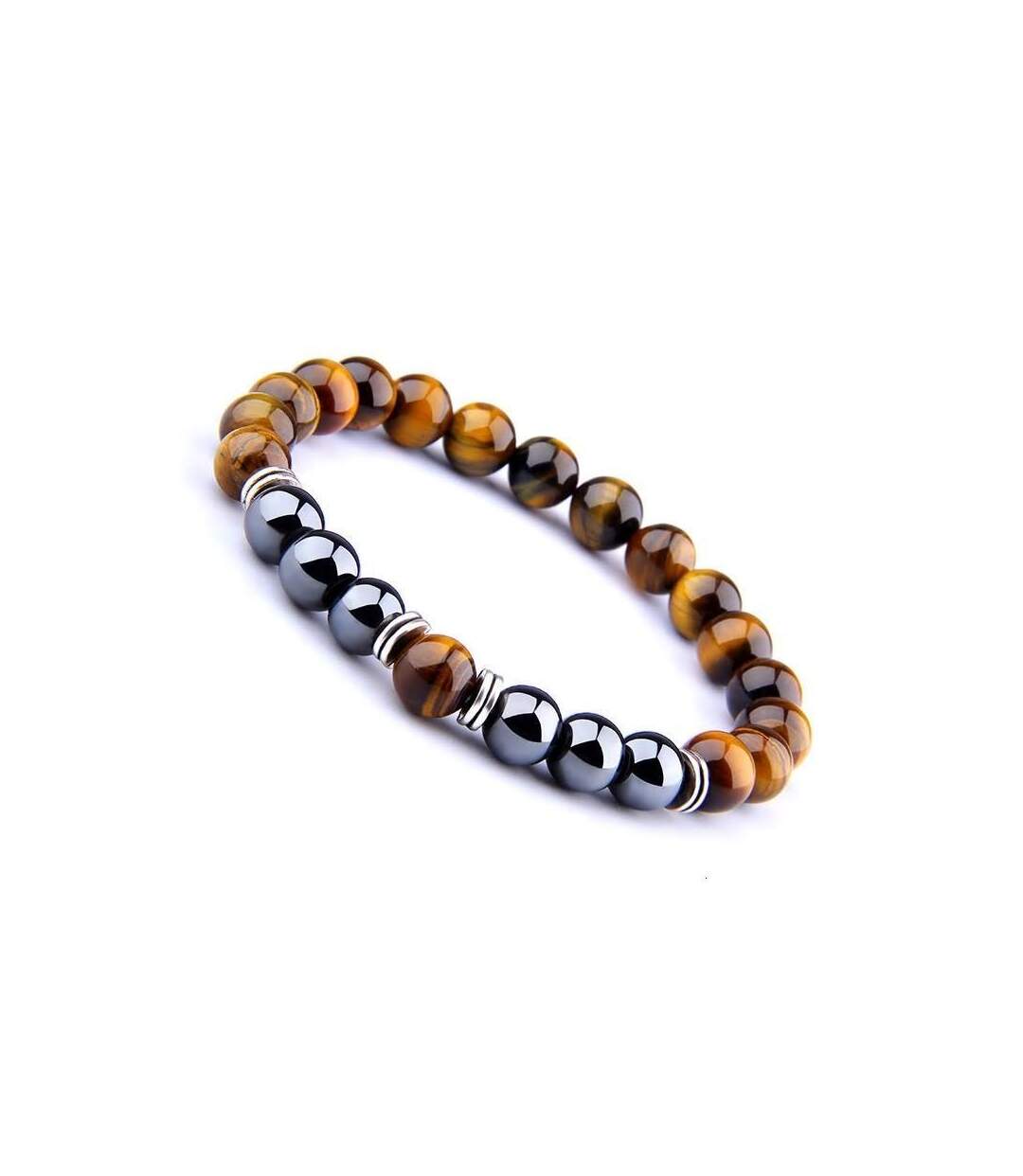 Bracelet Om oeil de tigre et hématite-1