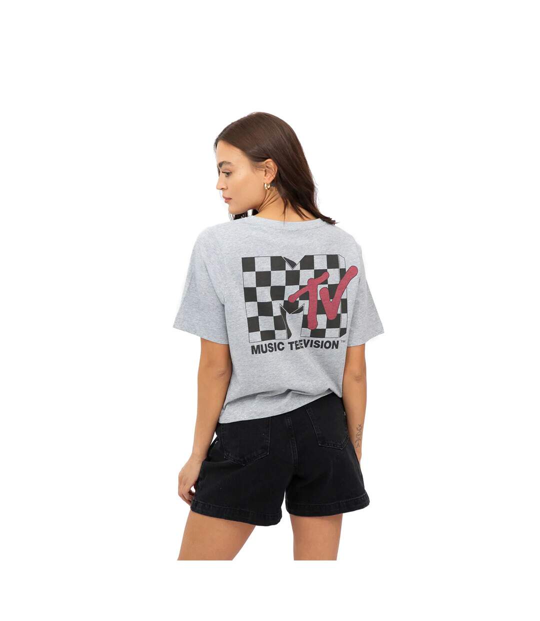 MTV Womens/Ladies Logo Boxy Crop T-Shirt (Gray)