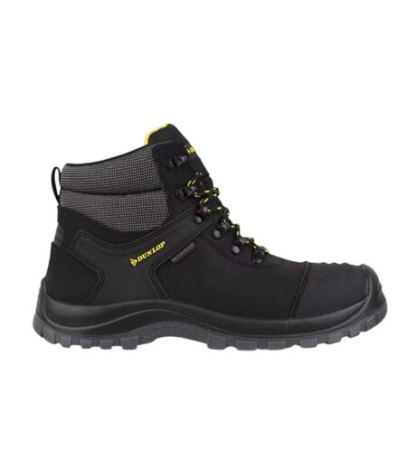 Mens Nova Logo Leather Steel Toe Cap Safety Boots Black Dunlop