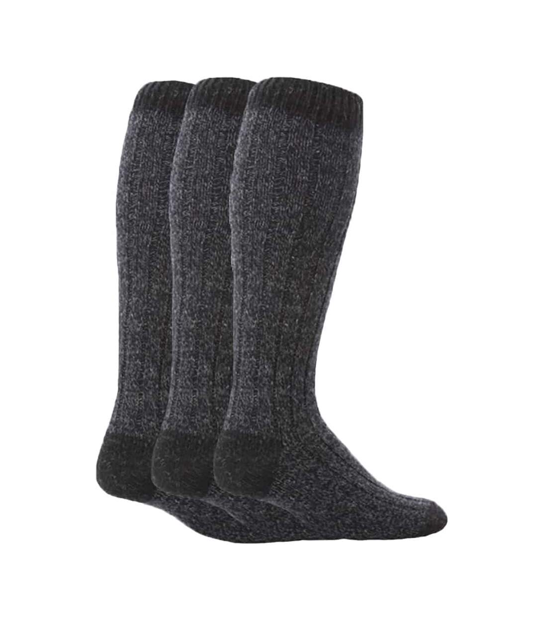 3 Pk Mens Extra Long Knee High Wool Boot Socks-1