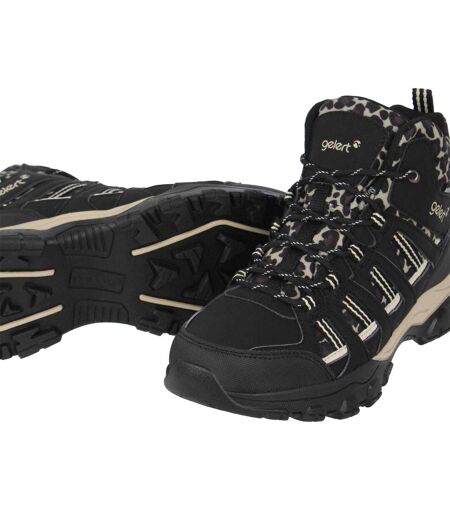 Womens/ladies Leopard Print Waterproof Walking Boots Leopard Gelert