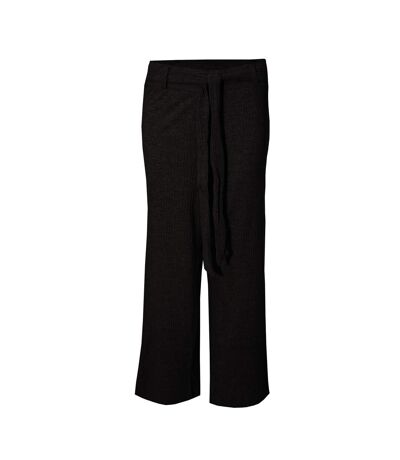 Womens/ladies meghan belted rib trousers black Brave Soul