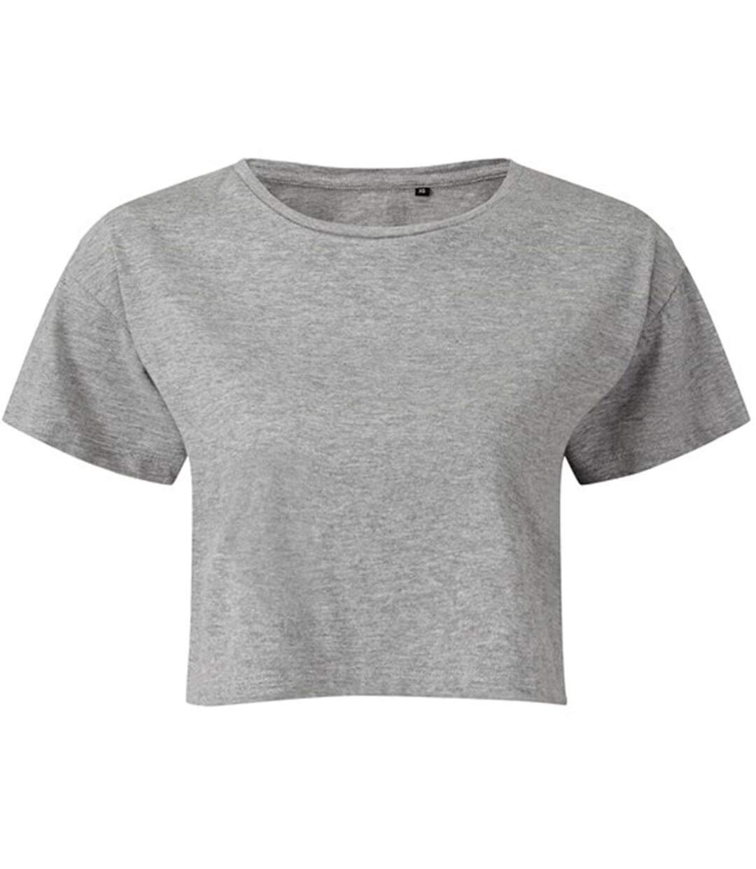 T-shirt court crop top - Femme - TR019 - gris chiné-1