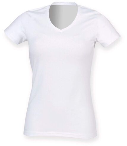 T-shirt col V - Femme - SK122 - blanc