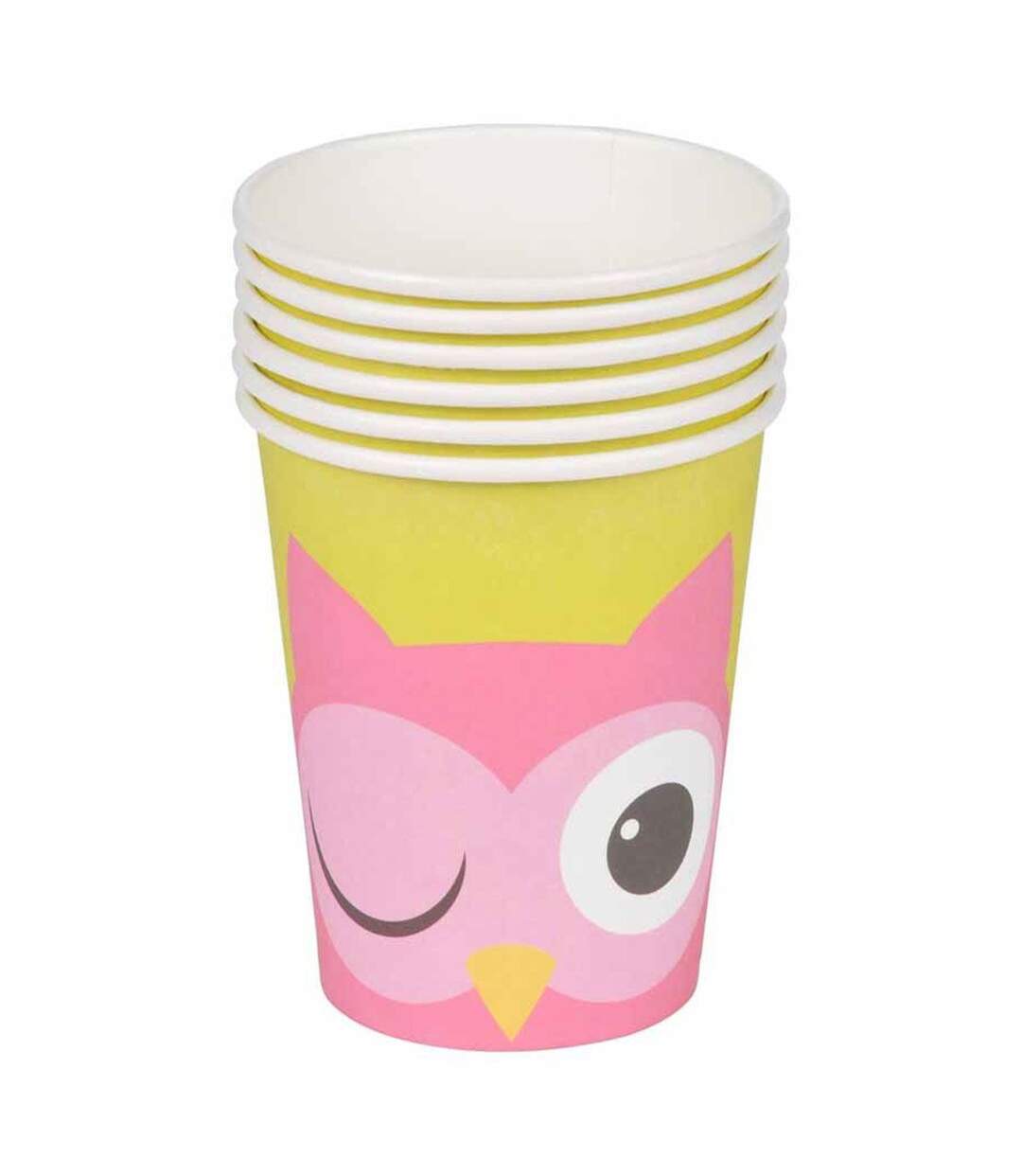 Lot de 6 Gobelets en Papier Chouette 25cl Rose-1