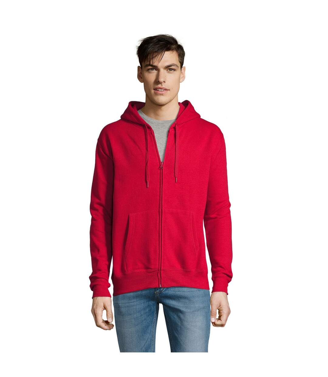 Seven sweatshirt à capuche et fermeture zippée homme rouge SOLS