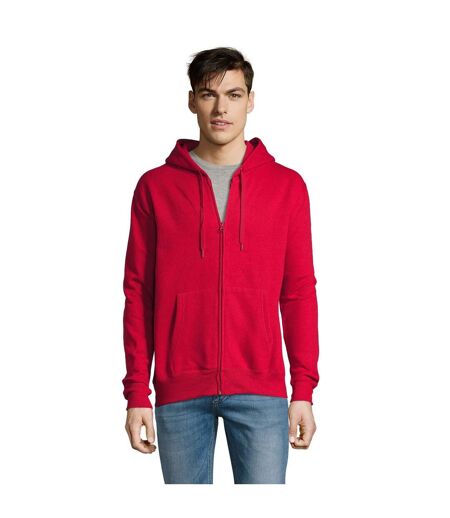SOLS Mens Seven Full Zip Hooded Sweatshirt / Hoodie (Red)