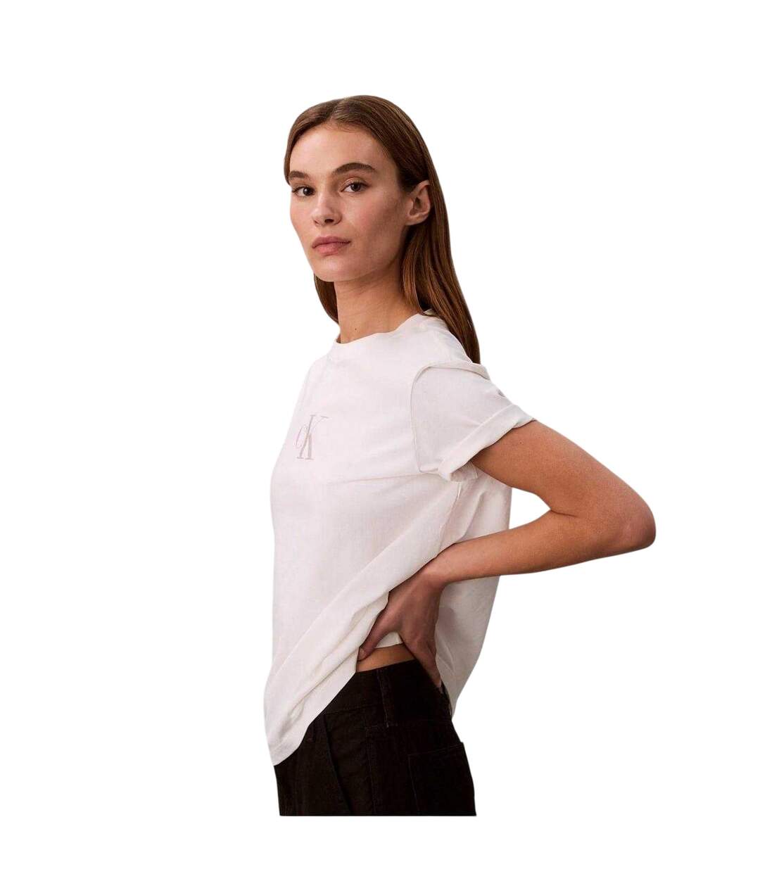 Womens/ladies Foil Relaxed Fit T-shirt White Calvin Klein-4