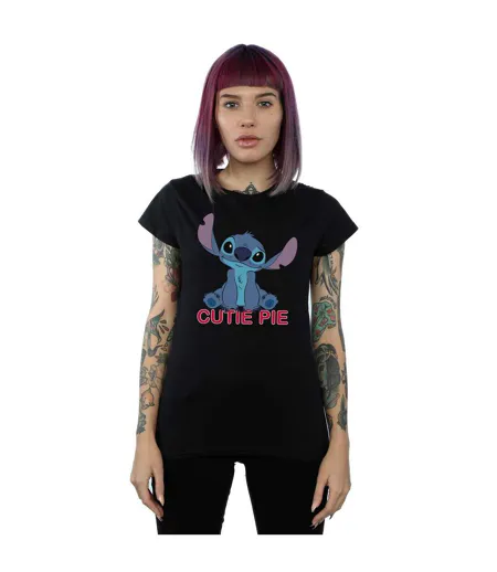 Disney T-shirt en coton Femmes/Ladies Lilo And Stitch Stitch Cutie Pie (Noir) - UTBI25461
