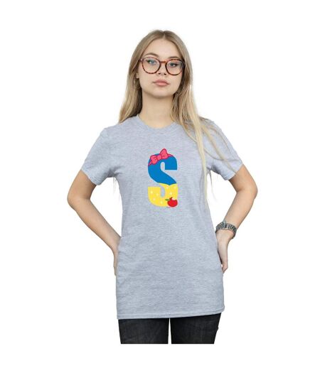Disney Womens/Ladies Alphabet S Is For Snow White Cotton Boyfriend T-Shirt (Gris sportif) - UTBI42699