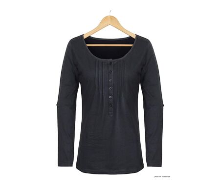 Tee-shirt MAYFLOWER NANNY3 noir à manches modulables : l'élégance du stretch