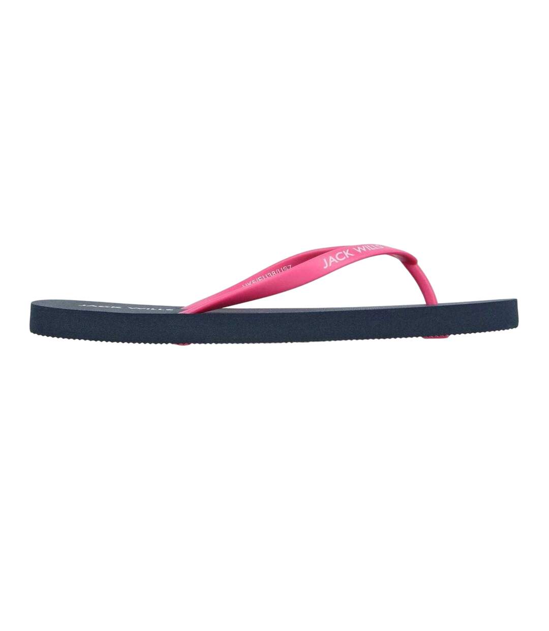 Womens/ladies Rubber Flat Flip Flops Navy Pink Jack Wills-1