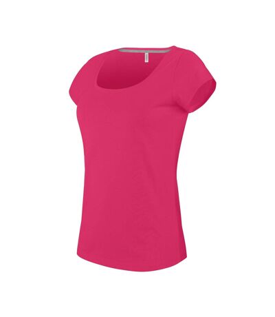 Kariban Womens/Ladies Boat Neck Short Sleeve T-Shirt (Fuchsia)