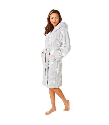 Womens/ladies star print dressing gown grey Generic