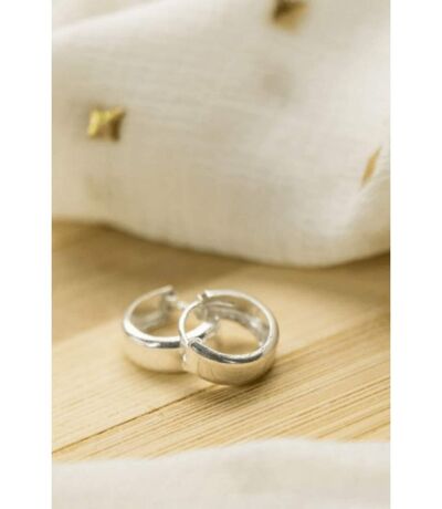 Pure Silver Small Wide Bali Lightweight Dainty Huggie Unisex Punk Hoop Earring