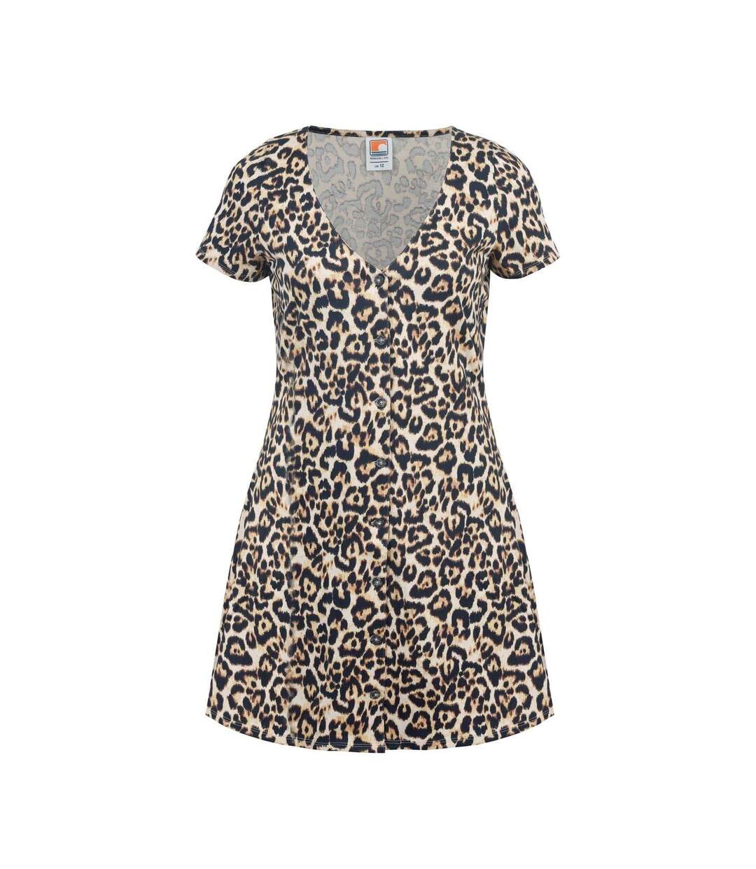 Robe Courte Manches Courtes Femme Beige Noir SoulCal-1