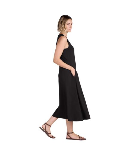 Womens/ladies Tank Midi Dress Black Animal