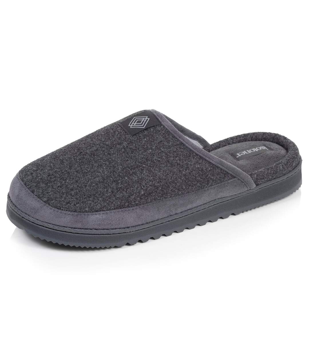 Isotoner Chaussons Mules homme velours chauds, semelle confort crantée-1