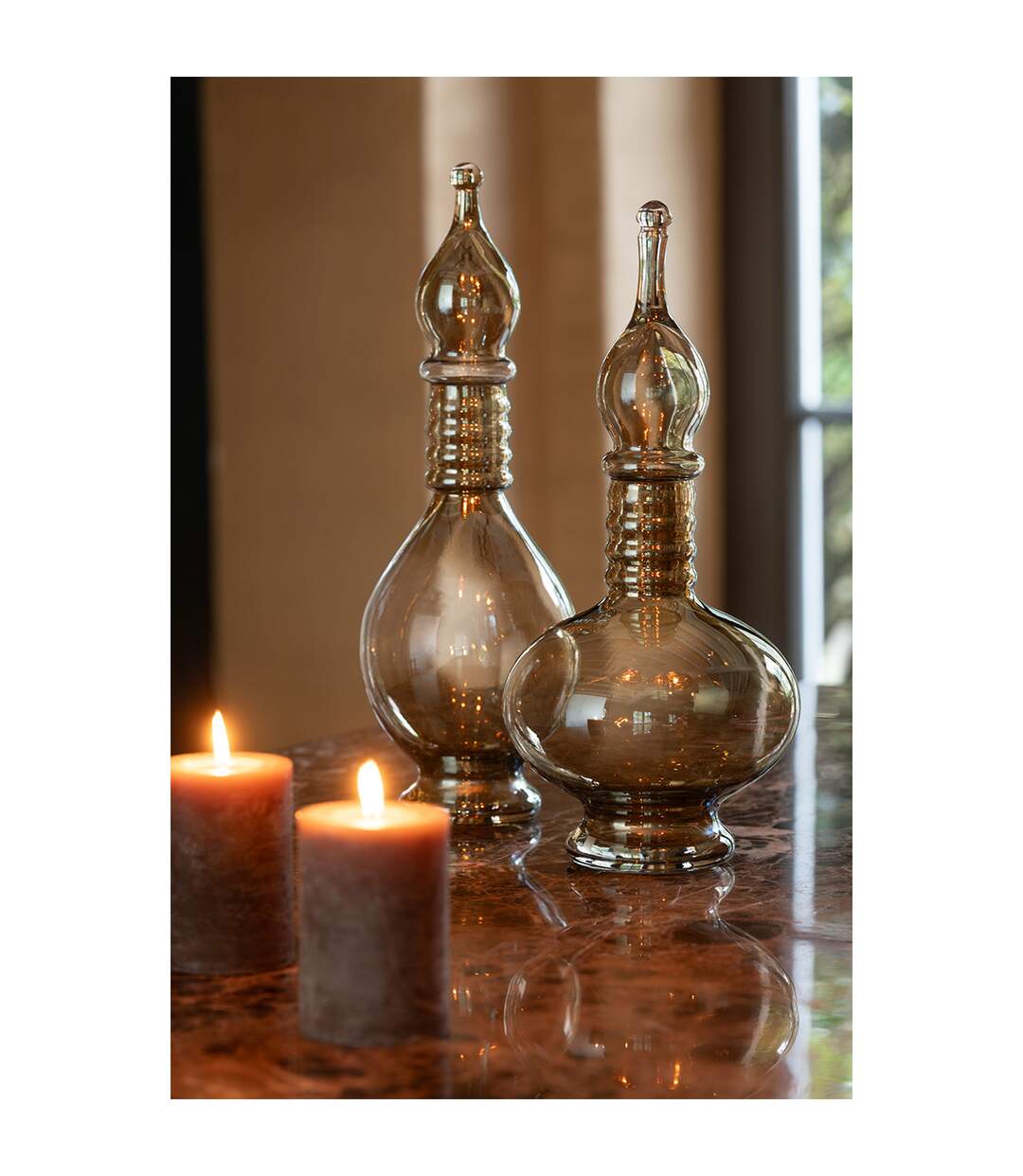 Vase Bouchon Fiole en Verre Jo 40cm Beige-4