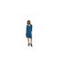 Womens/ladies Danottea Abstract V Neck 3/4 Sleeve Wrap Dress Black Blue Boss-1
