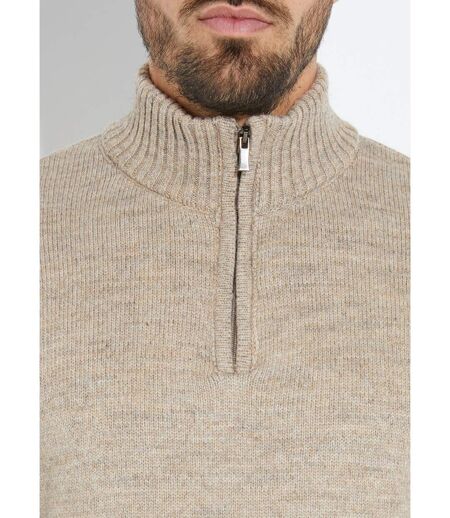 Pull col zippé chaud, laine majoritaire