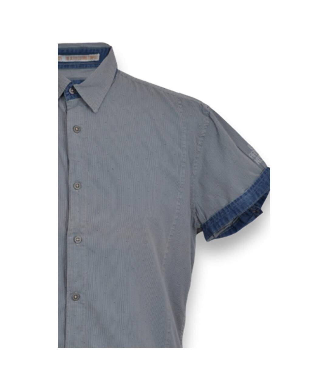 Chemise homme manches courtes décontractée de couleur bleu-4