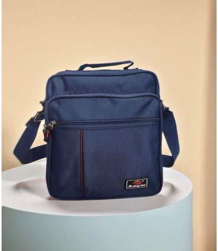 Sacoche pour homme - Multi-poches - Pochette textile - Bleu