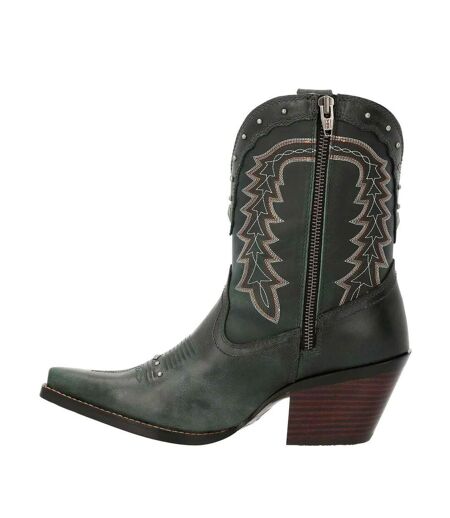 Womens/ladies Crush Full Grain Leather Ankle Western Boots Saddle Brown Denim Blue Durango