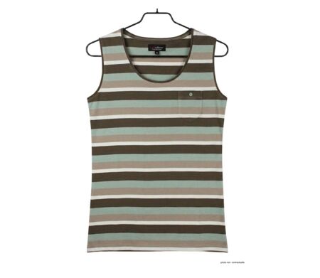 MAYFLOWER LILOU2 — Débardeur taupe / vert femme coton : l'équilibre parfait du confort casual chic
