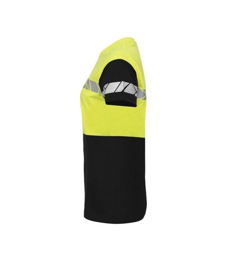 Womens/ladies Progression Hi-vis T-shirt Black Yellow Projob