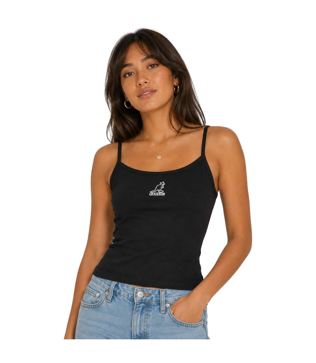 Womens/ladies Chest Logo Vest Top Black Kangol-4