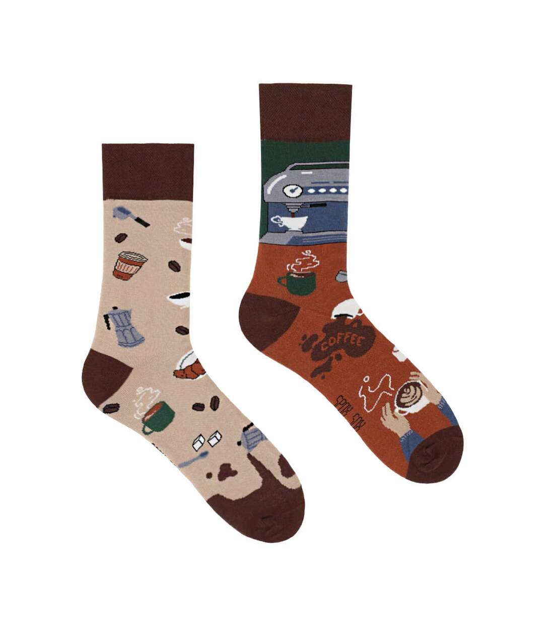1 Pack Unisex Mismatched Novelty Odd Socks - Coffee-1