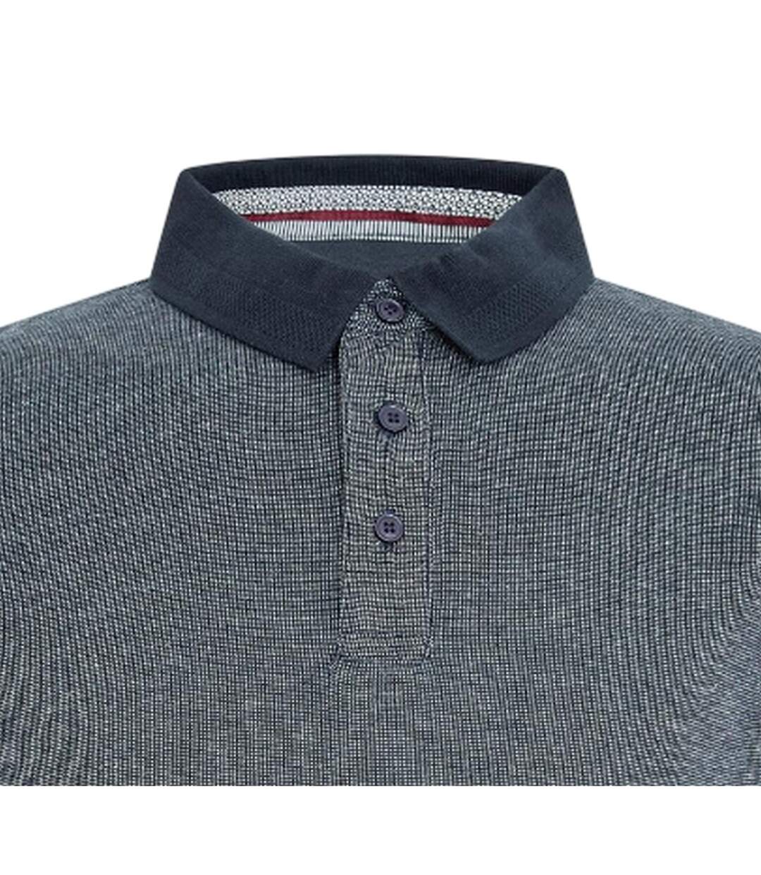 Mens Textured Ribbed Collar Polo Shirt Navy Threadbare-3