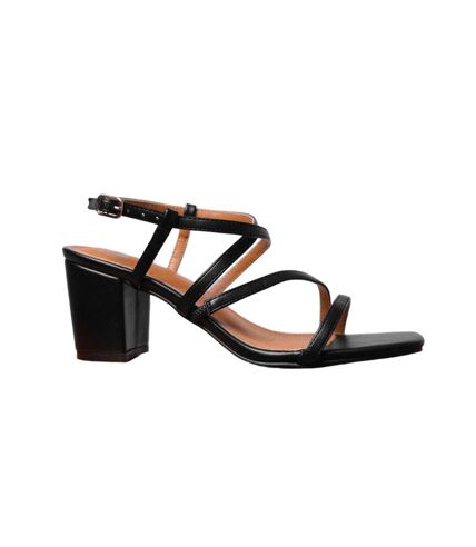 Womens/ladies sidra faux leather crossover strap medium block heel sandals black Where´s That From