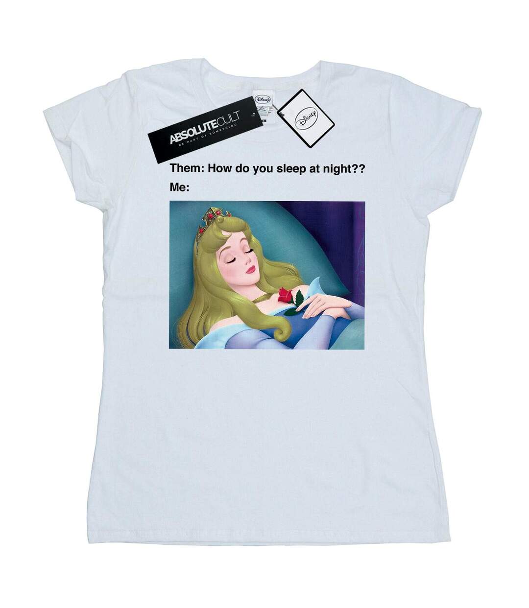 Disney - T-shirt SLEEPING BEAUTY MEME - Femme (Blanc) - UTBI15009-1