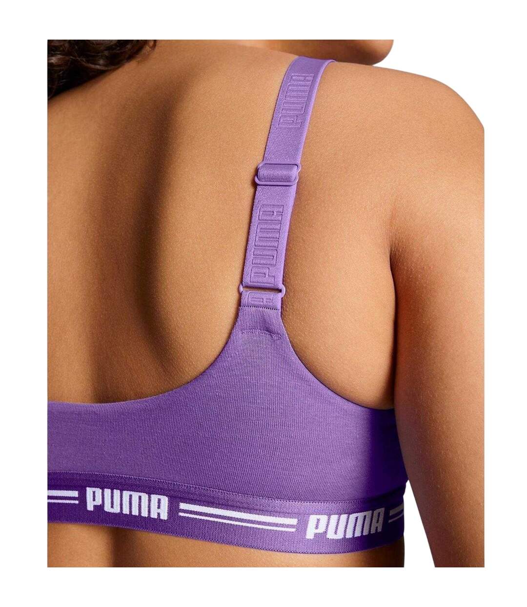Womens/ladies Logo Low Impact Sports Bra Purple Puma-4