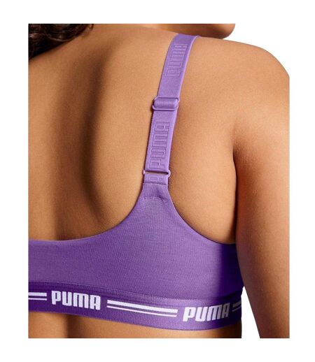 Womens/ladies Logo Low Impact Sports Bra Purple Puma