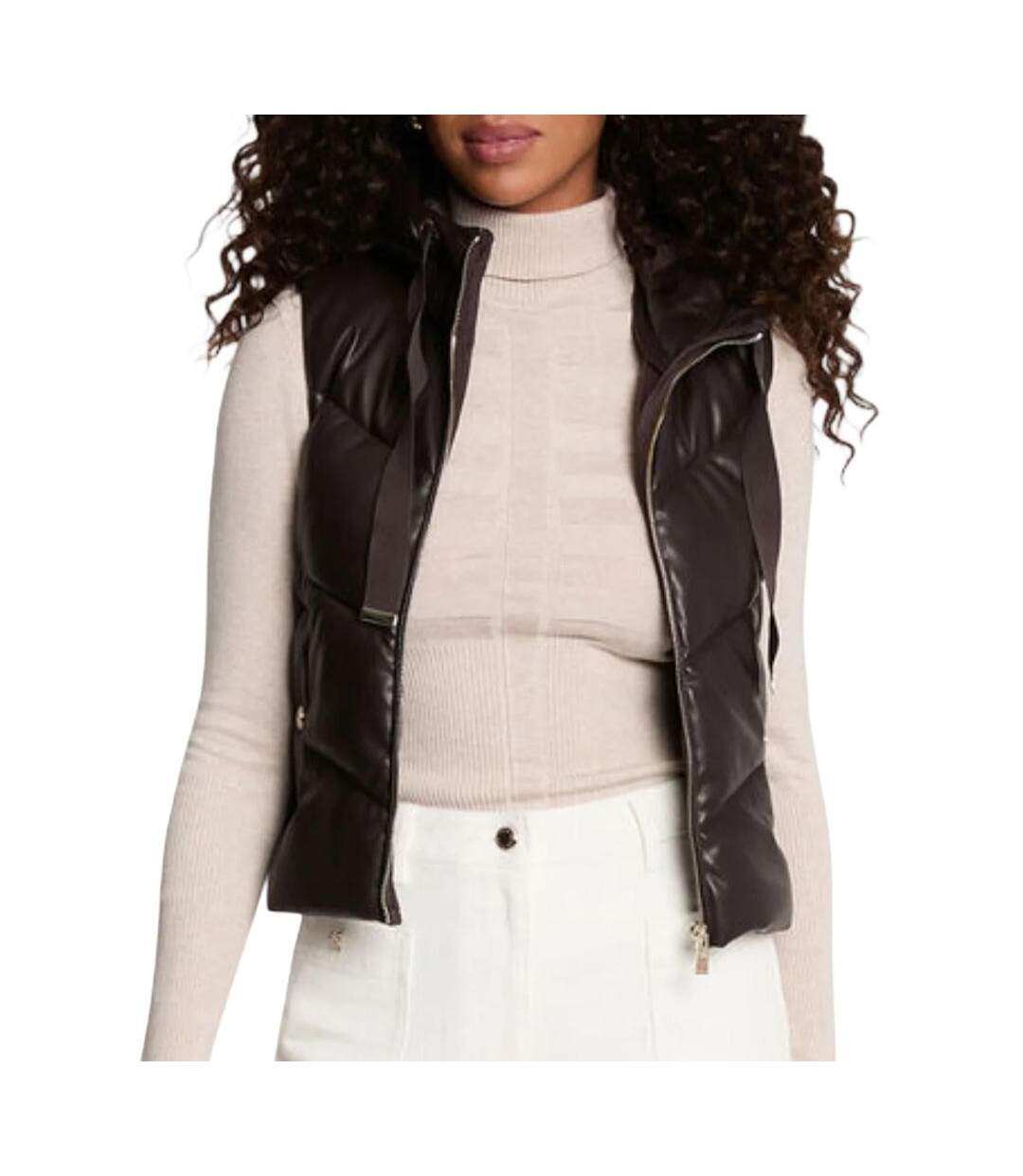Doudoune sans manches marron foncé femme morgan gsolo-1