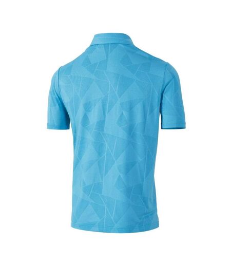 Mens jacquard uv protection golf polo shirt turquoise Island Green