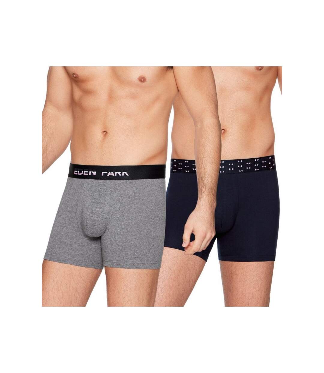 EDEN PARK Lot de 2 Boxers Homme Coton DUOCEINT Gris chiné Marine