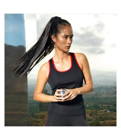 Débardeur De Fitness Femmes Noir Rouge Tri Dri