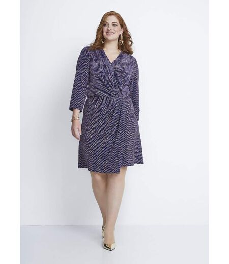 Robe courte effet cache-coeur maille pailletée
