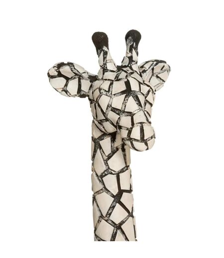 Statuette Déco Girafe 89cm Noir & Ivoire