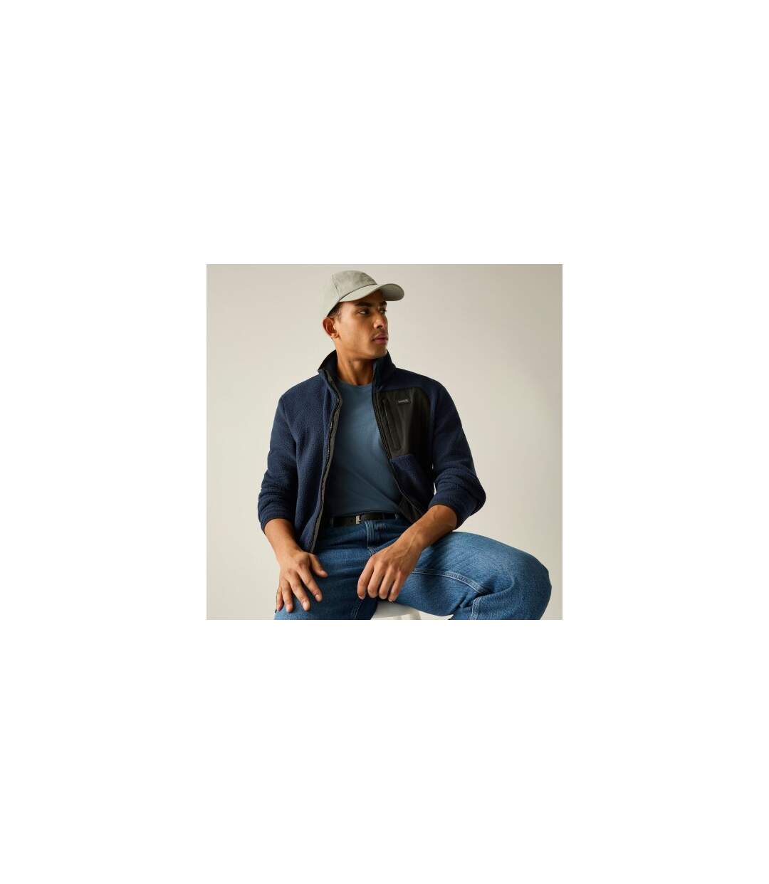 Mens Frankie Borg Fleece Jacket Navy Black Regatta-1