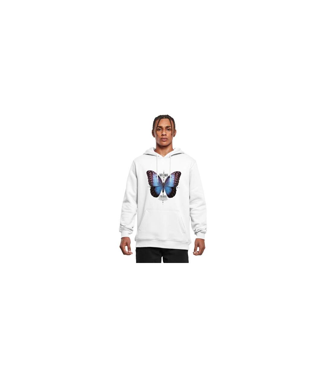 Sweat À Capuche Become The Change Butterfly Homme Blanc Mister Tee-1