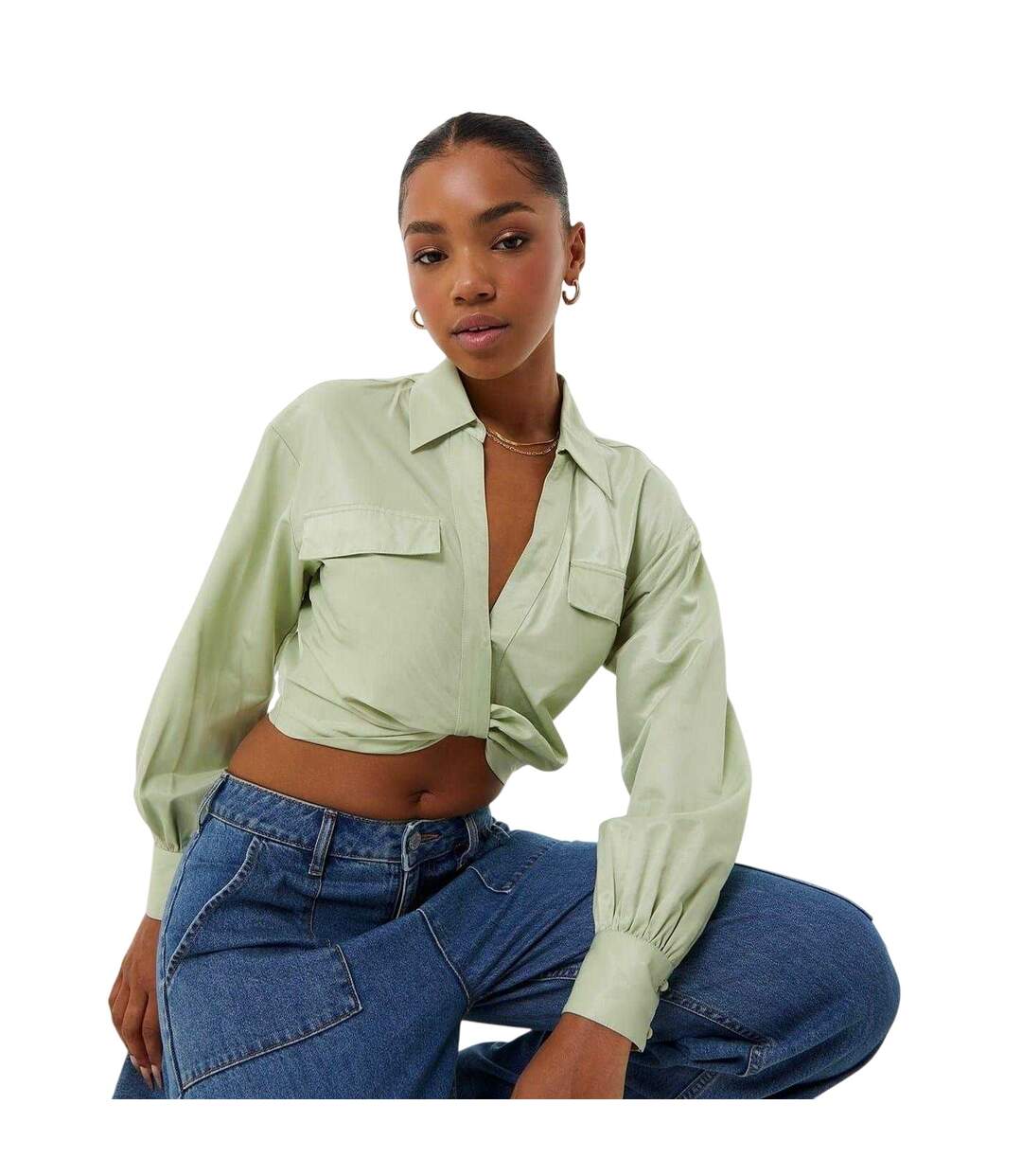 Blouse Manches Froncées Motif/style Drapé Femme Vert Joyeux Jack Wills-2
