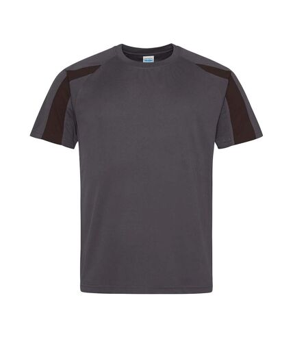 AWDis Cool Mens Contrast Moisture Wicking T-Shirt (Charcoal/Jet Black) - UTPC5918